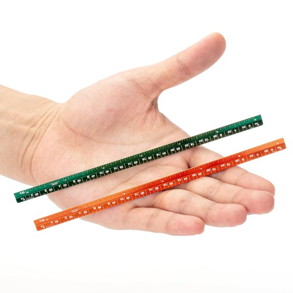 - Small Architectural Scale Ruler, Aluminium, 6 Inch, 2 Pack, Green and Orange, Pocket Size Ruler, Triangle Ruler, Metal Ruler Set, Architect Scale Ruler for Blueprints