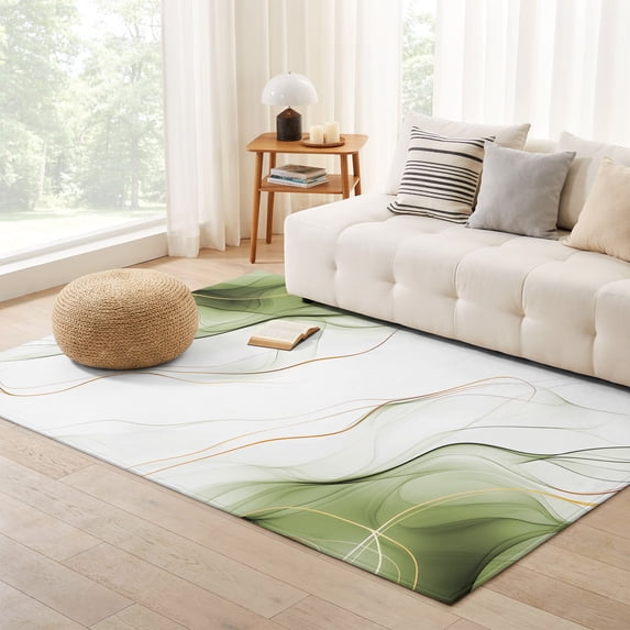 White Gradinet Small Area Rug 3x5ft, Marble Sage Green Non-Slip Entry Rugs for Kitchen ...
