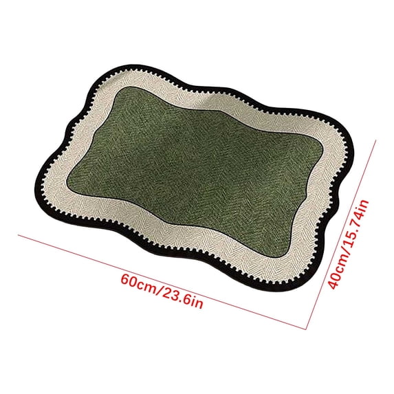 Small Area Rug, Non-Slip Rubber Backing Washable Doormat, Fade Resistant, Absorbent for Living Room Laundry, Green 23.6*15.8In
