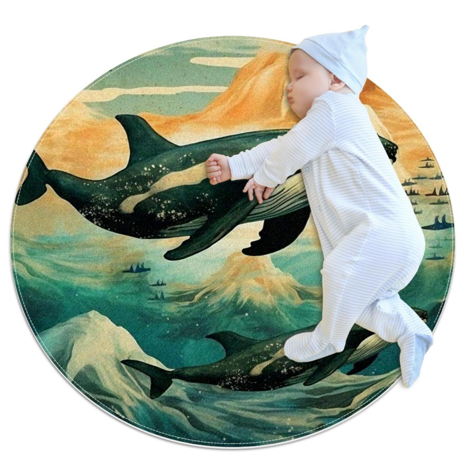 Small Area Rugs Bathroom Rugs Whale in Ocean Non-Slip Throw Rug Floor Carpet  Door Mat for Sofa Bedroom Nursery Decor, (Round - 3.2ft Diameter) -  Walmart.com