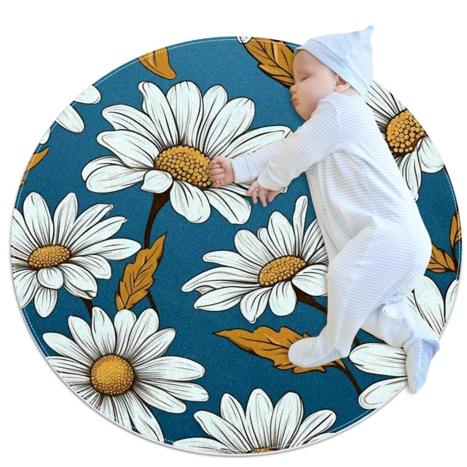 Small Area Rugs Bathroom Rugs Watercolor White Daisy Flower NonSlip