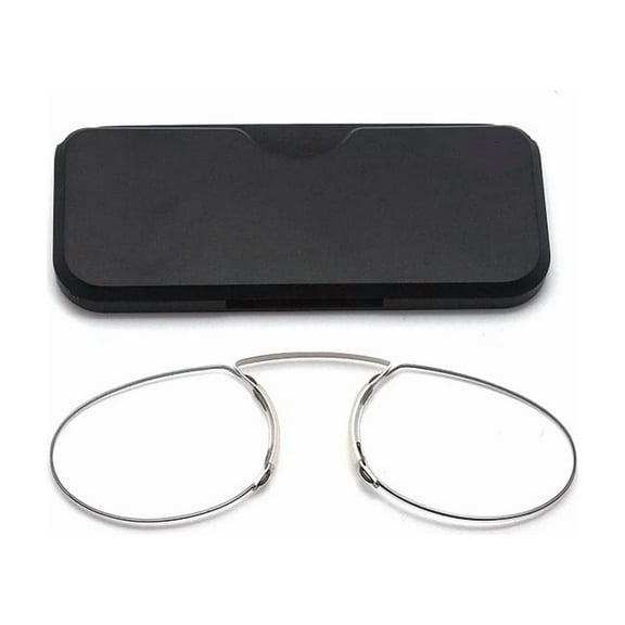 Small Armless Reading Glasses for Men Women, Blue Light Blocking No Temple Compact Readers with Portable Case black+1.0