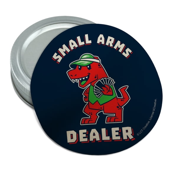 Small Arms Dealer T-Rex Card Poker Funny Humor Round Rubber Non-Slip Jar Gripper Lid Opener