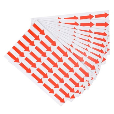 Small Arrow Sticker Label 1.2x0.4", 300 Pcs Adhesive Color Coding Sign Decal, Red
