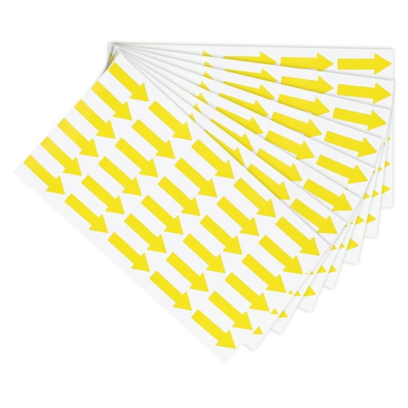 Small Arrow Sticker Label 1.2x0.5", 180 Pcs Adhesive Color Coding Decal, Yellow