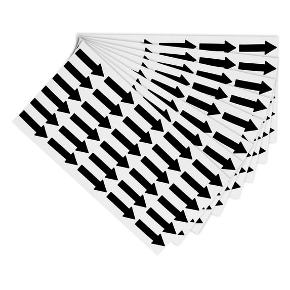 Small Arrow Sticker Label 1.2x0.5", 450 Pcs Adhesive Color Coding Decal, Black
