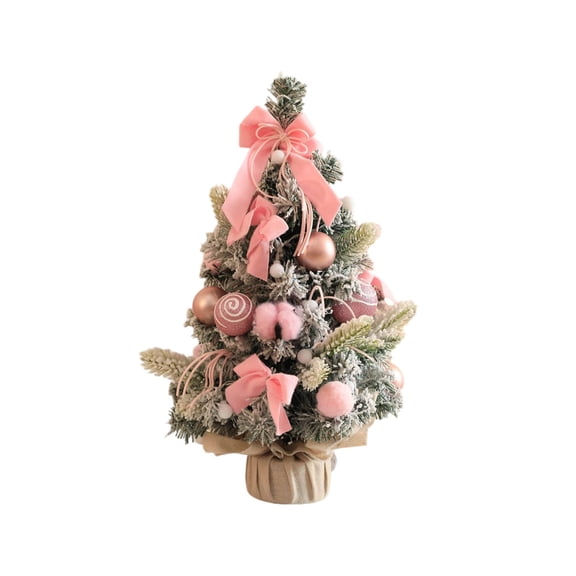 Small Artificial Christmas Tree with Decorations - 11.8 Inch Mini Xmas Tree for Desktop, Home, Party, Wedding; Includes Ornaments, Bowtie, and Candy Corn for Festive Holiday Gifts
