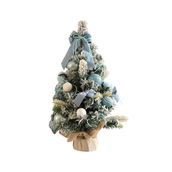 Small Artificial Christmas Tree with Decorations - 11.8 Inch Mini Xmas Tree for Desktop, Home, Party, Wedding; Includes Ornaments, Bowtie, and Candy Corn for Festive Holiday Gifts
