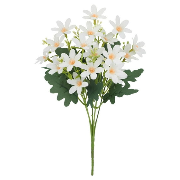 Small Artificial Daisy Flowers Bouquet Faux Silk Tiny Daisy Flowers for Home Garden Table Centerpiece Vase Decor, 1Pc, Multicolor, Fake Daisy Flowers for Indoor Outdoor Wedding(White,13.7x2")