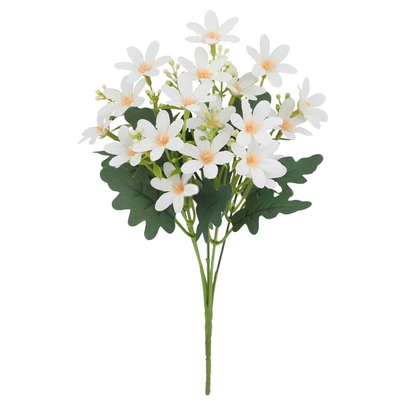 Small Artificial Daisy Flowers Bouquet Faux Silk Tiny Daisy Flowers for Home Garden Table Centerpiece Vase Decor, 1Pc, Multicolor, Fake Daisy Flowers for Indoor Outdoor Wedding(White,13.7x2")