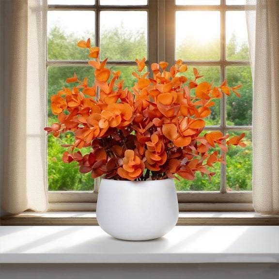 Small Artificial Eucalyptus Plant in White Pot, Faux Greenery for Bedroom Home Decor, Low-Maintenance Simulation Plant for Shelf Desk Office Decoration