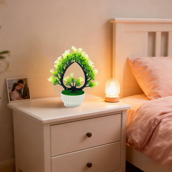 Small Artificial Plants Greenery Desktop Bonsai - Yellow Plastic Fake Plants for Home Decor Indoor Shelf Office Desk Bathroom Room Decor, Tall 10"