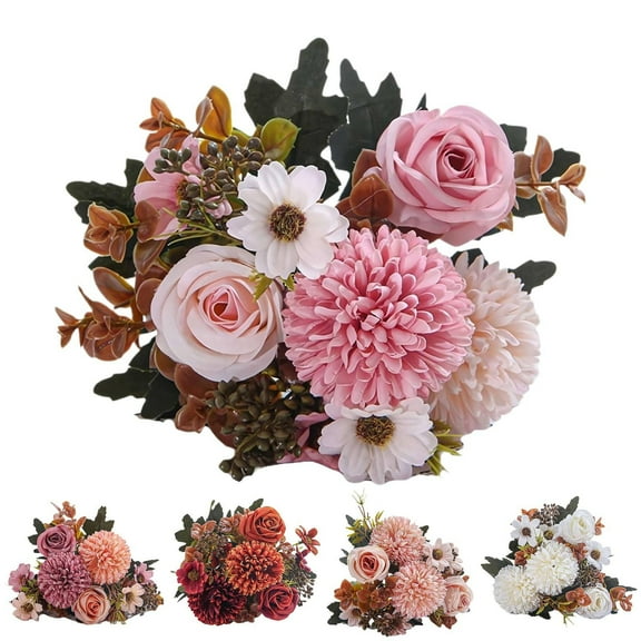Small Artificial Rose and Hydrangea Bouquet, Faux Flower Arrangement for Wedding Centerpieces, Kitchen, and Photo Props