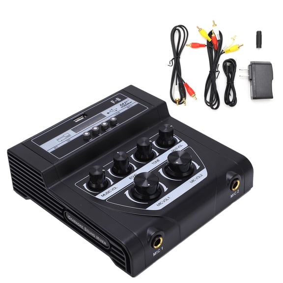 Small Audio Mixer, 4-Channel Home Sound Board Console System with Bluetooth Recording & USB Interface, Compact Metal Studio Mixer for Live Streaming, Podcasting & Karaoke (US Plug)