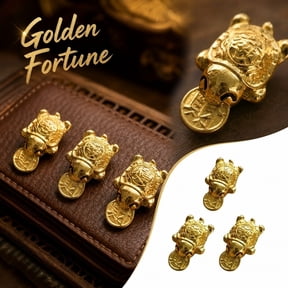 Small Auspicious Home Accessory, Turtle Charm, Lucky Charm, Turtle Jewelry, 1X0.5 Inch Dajia Zhenlan Fortune Money Turtle Golden Ornament, Consecrated Blessed Sacred Item for