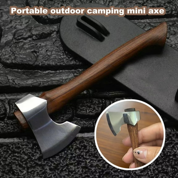 Small Axe Portable Outdoor Camping Hand Axe, High-Strength Forged Steel Heat-Treated For Durability, Lightweight Ergonomic Design For Camping Hiking And Wood Splitting