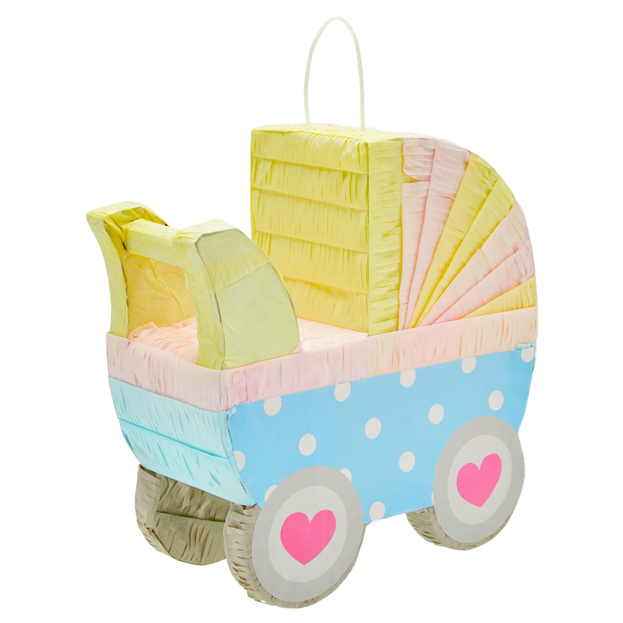 BLUE PANDA Small Baby Carriage Gender Reveal Pinata, Pastel Baby Shower Decorations (11.5 x 12.25 x 5 In)