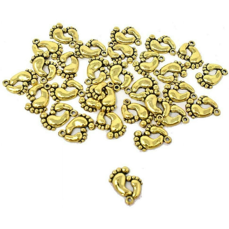 Homeford Small Baby Footprint Metal Charms, 3/4-Inch, 30-Count (Gold)