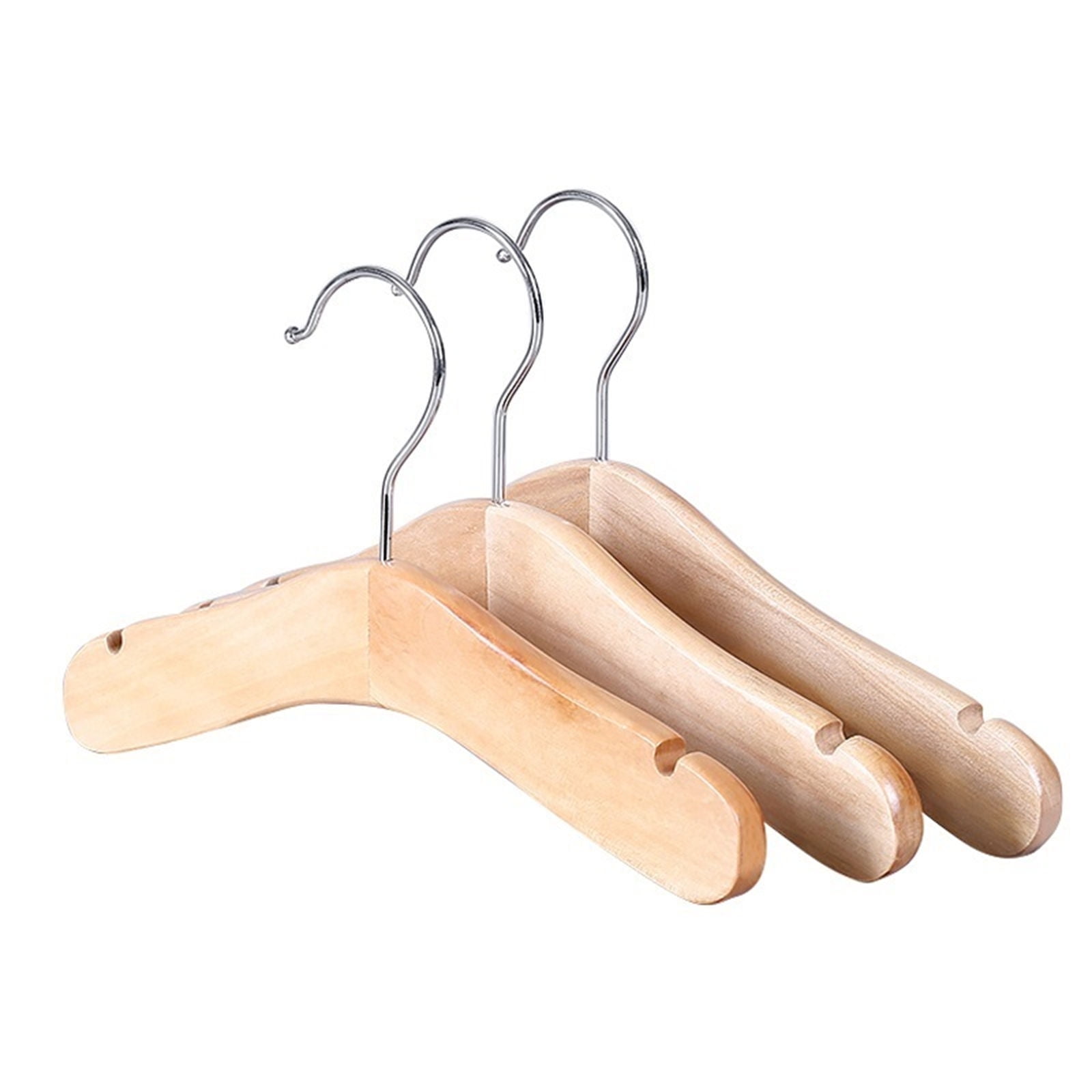 GAMVDOUT Baby Child's Decoration Standard Wooden 1-Tier Clothes Hangers, Natural, 10 Count