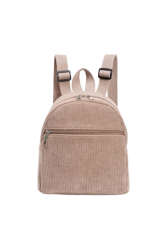 Small Backpack, Corduroy Mini Backpack, Casual Everyday Bag for School Travel Work, 1pc Lightweight Versatile Backpack in Beige for Women Men Teens