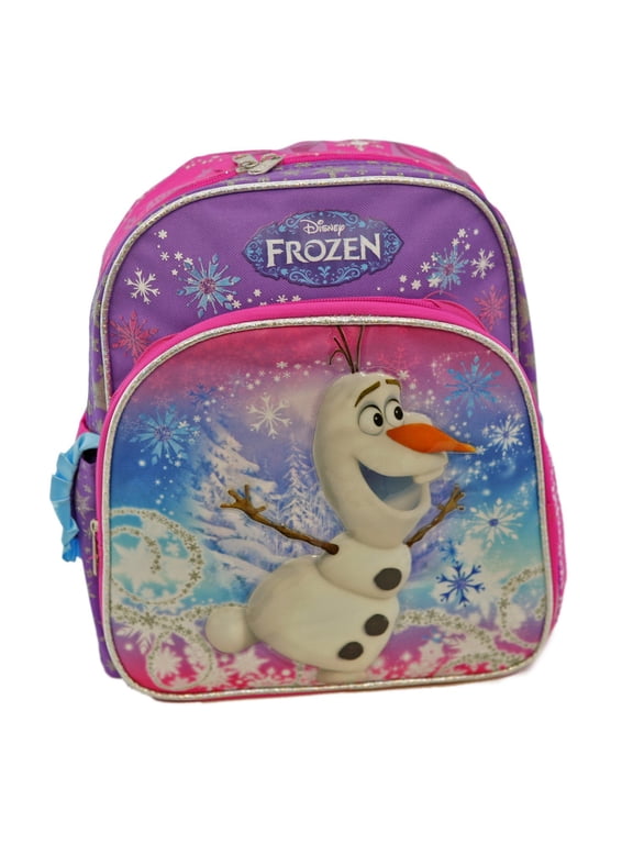 Small Backpack - Disney - Frozen - Snow Man Pink Purple 12" New 646356