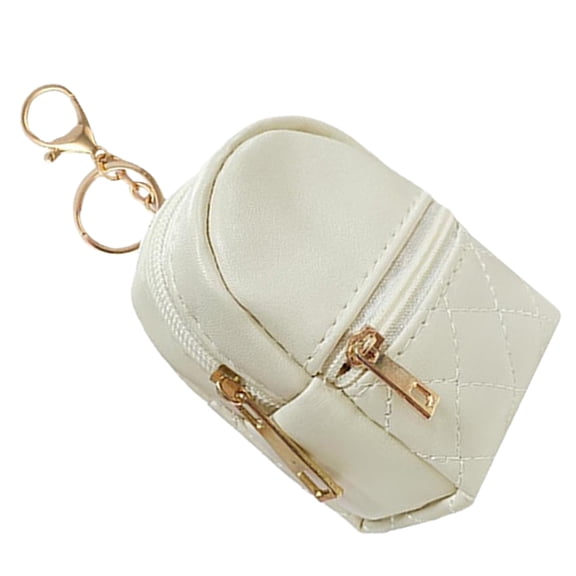 Small Backpack Keychain Cosmetic Bag for Women PU Leather Materials Lipsticks Holder Travel Makeup Zippered Pouches