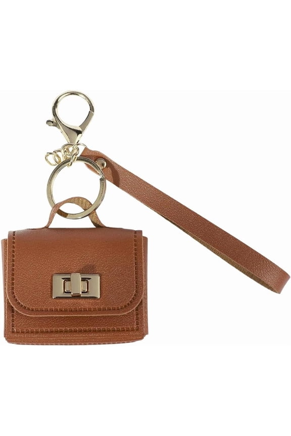 Small Backpack Keychain Miniature PU Leather Change Pouch Coin Purse Pendants Twist-lock with Key Ring Headset Bag Small Headphone Bag Keychain Charms for Women Purse Handbag Decor (Coffee)