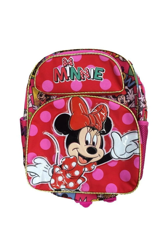 Small Backpack - - Minnie Mouse - Comic Red Pink Cutesy New 636111