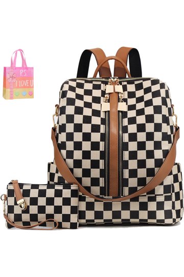 Brown Checkered Purse display picture 2