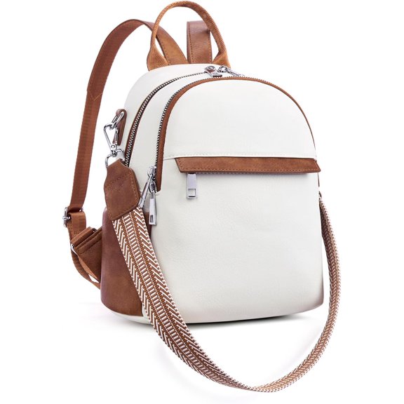 Small Backpack Purse for Women Leather Mini Convertible Designer Backpack Travel  Fashion Bag Beige