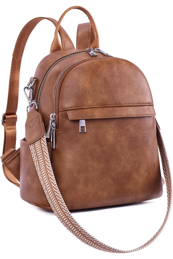 Small Backpack Purse for Women Leather Mini Convertible Designer Backpack Travel Fashion Bag Brown
