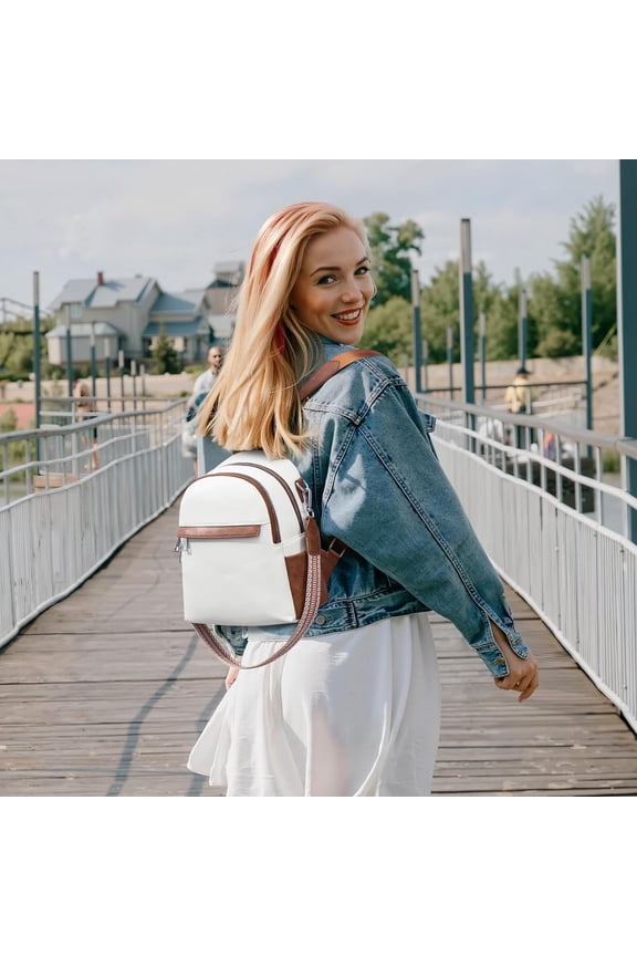 Small Backpack Purse for Women Leather Mini Convertible Designer Backpack Travel Shoulder Fashion Bag Beige