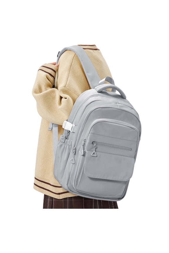 Simple Backpack for School Teenagers Aesthetic Backpack, School Backpack for College Women Men Bookbags for Teens, Lightweight Book Bags Waterproof Casual Daypack School Bag Gray