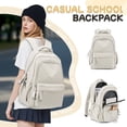 thumbnail image 1 of Cute Aesthetic Backpacks for College with USB Charge, Simple School Backpack for Teen High School Students, Medium Waterproof School Bag for Women Men with Pockets Casual Daypack Bookbag Beige, 1 of 10