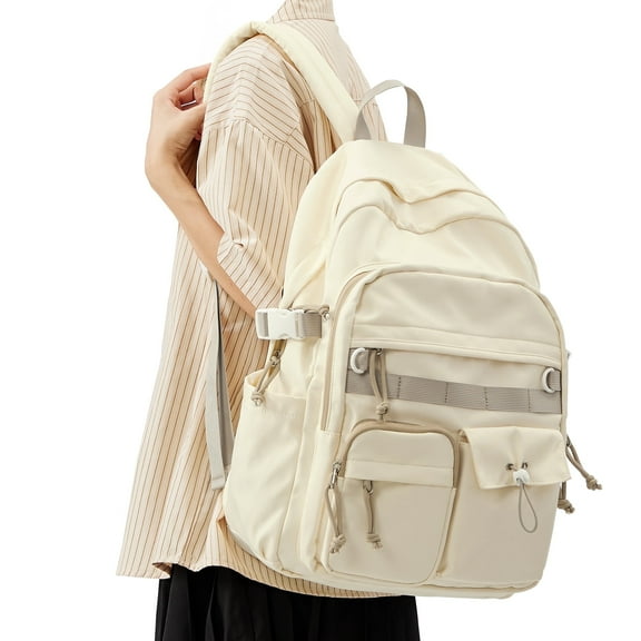 Cute Backpacks for School Bookbag for Teenagers, School Backpack for Teens Book Bags School Bag for Women Men, Aesthetic Backpacks for Teens High School College Backpack Laptop Casual Daypack Beige