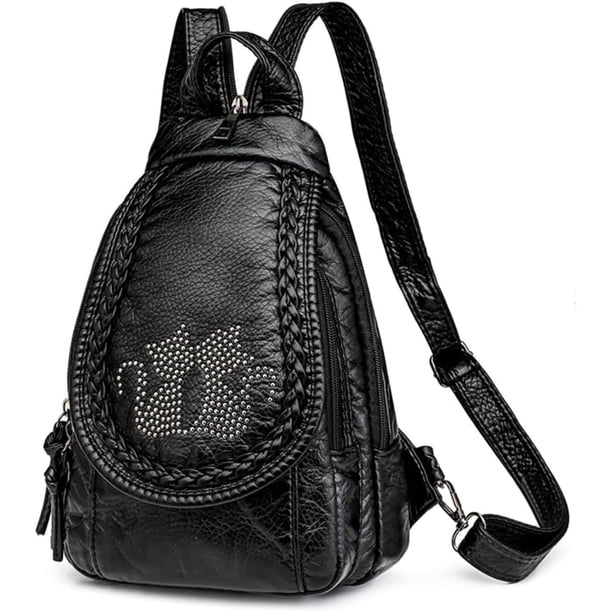 Small Backpack for Women,Soft Washed PU Leather Mini  display picture 2