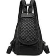 thumbnail image 1 of Small Backpack for Women,Soft Washed PU Leather Mini Backpack for Women, Purse Backpack for Women, Ladies Waterproof Travel Black Rucksack Handbags Bags with Multiple Zipper Pocket, 1 of 6