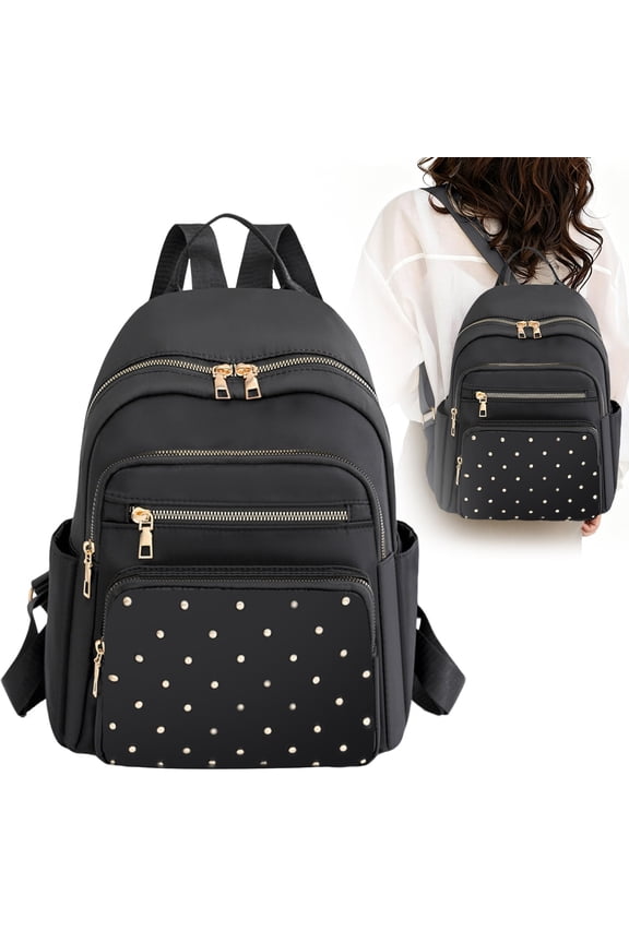 Small Backpack for Women Black Mini Travel Backpack Purse Small Purses Cute Lightweight Back Pack Trendy Studded Bag