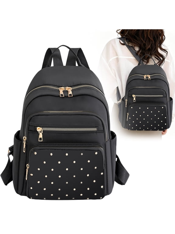 Small Backpack for Women Black Mini Travel Backpack Purse Small Purses Cute Lightweight Back Pack Trendy Studded Bag