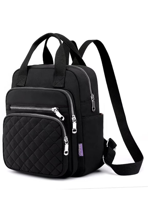 Small Backpack for Women Casual Quilted Square Bag  Multi Pockets Daypack Lightweight Top Handle Satchel