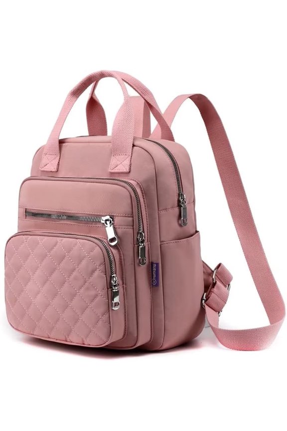 Small Backpack for Women Casual Quilted Square Bag  Multi Pockets Daypack Lightweight Top Handle Satchel