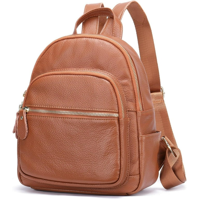 BeedooDoobee Small Backpack for Women Genuine Leather Purse Multi functional Fashion Daypack Soft Leather Shoulder Bag Office Women s Brown