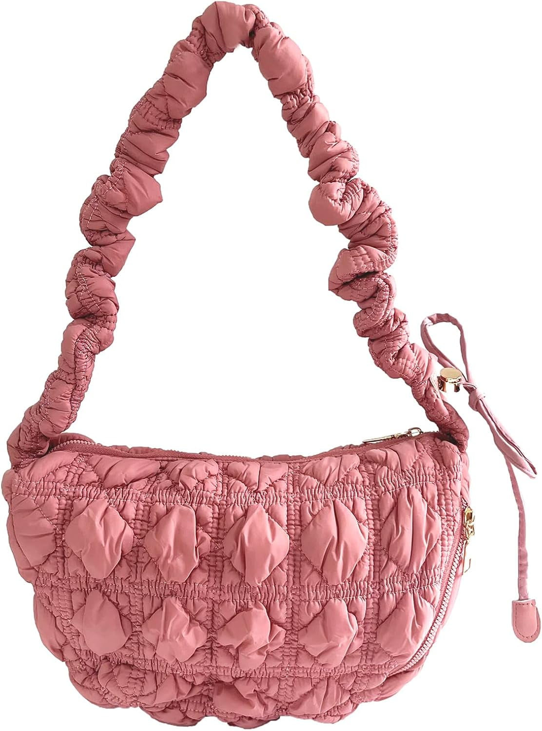 Small Bag,Adjustable Shoulder Strap Puffer Crescent Crossbody Bags Lightweight Hobo Handbag Puff Purse