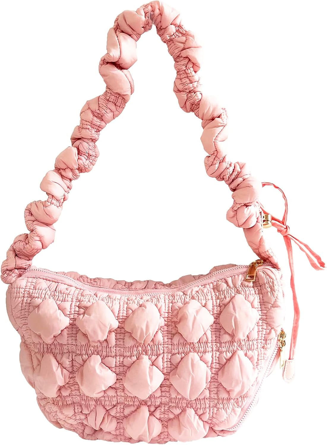 Small Bag,Adjustable Shoulder Strap Puffer Crescent Crossbody Bags Lightweight Hobo Handbag Puff Purse