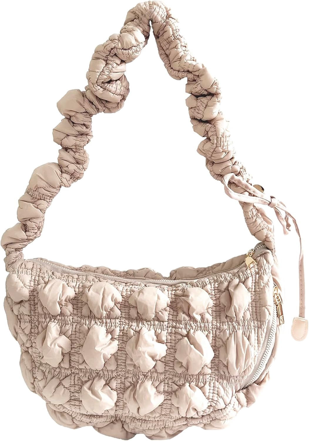 Small Bag,Adjustable Shoulder Strap Puffer Crescent Crossbody Bags Lightweight Hobo Handbag Puff Purse
