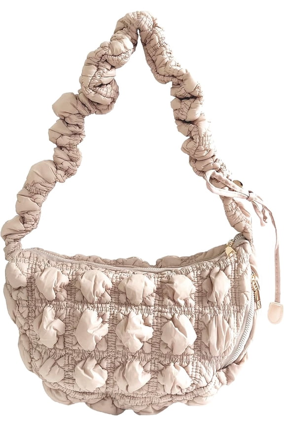 Small Bag,Adjustable Shoulder Strap Puffer Crescent Crossbody Bags Lightweight Hobo Handbag Puff Purse