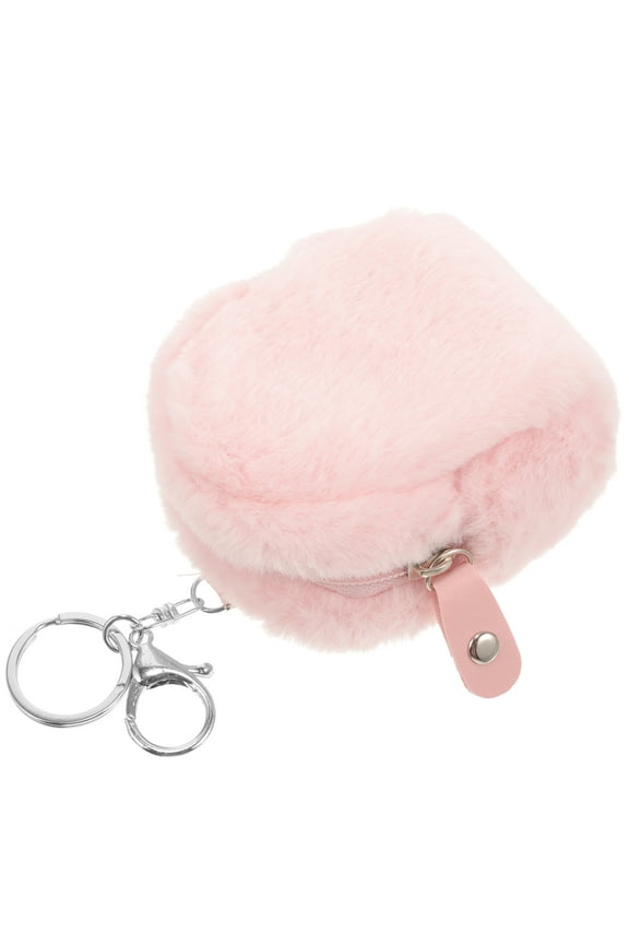 Small Bag Cute Plush Fluffy Mini Backpack Keychain Purse Pink