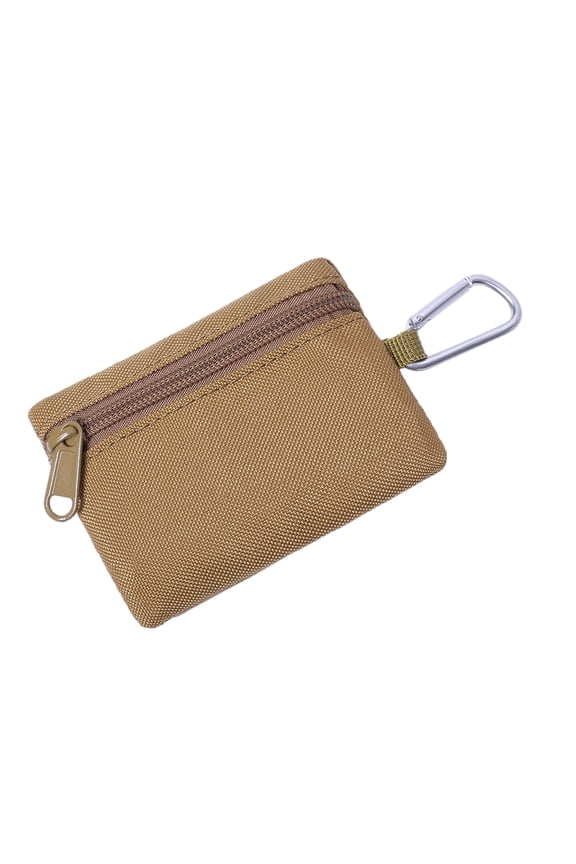 Small Bag Outdoor Change Purse Accessory Bag Key Pouch with Zipper Utility Minimalist for Camping Hiking - Brown
