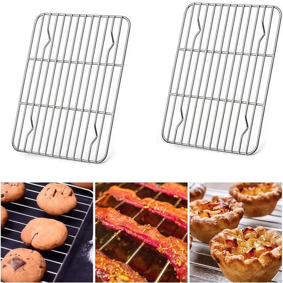 Small Baking Rack Set of 2, Bexikou Stainless Steel Metal Roasting Cooking Racks,8.6"x6.2" Toaster Oven Rack, Fit for Small Toaster Oven