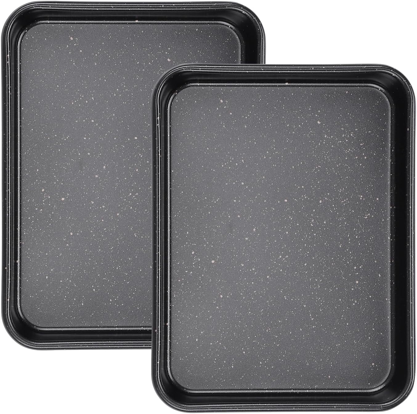Small Baking Sheet Pan, 2 Pack 8.5x6.5 Inch Mini Small Cookie Sheets for Individual Baking Cooking Serving, Cookie Roll Cake Brownie Pan Tray for Oven - Black Speckle